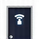 Icon representing smart home technology integration with a door.